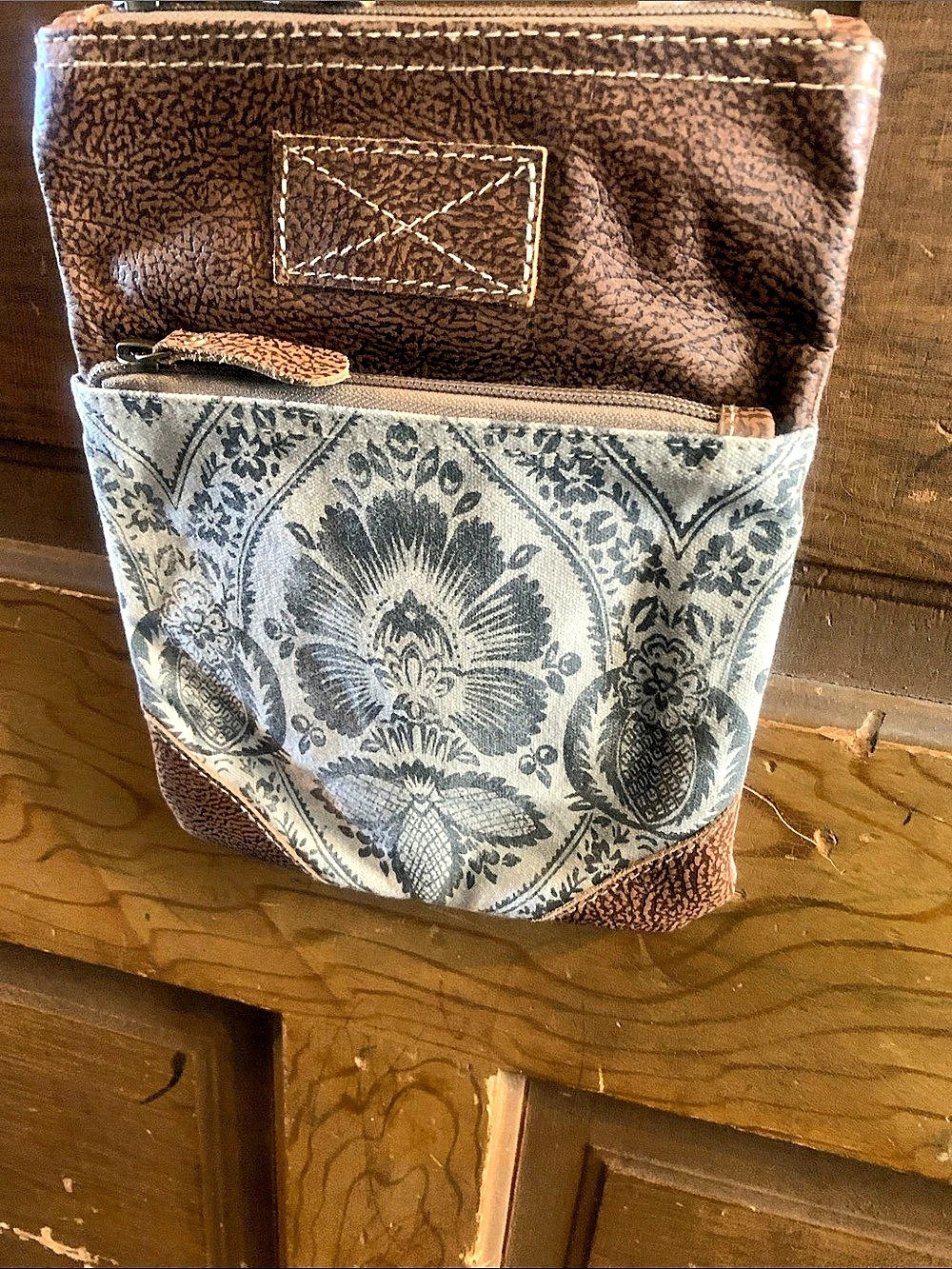 Myra Bag Damask Trail Vintage Crossbody Bag Brown & Blue